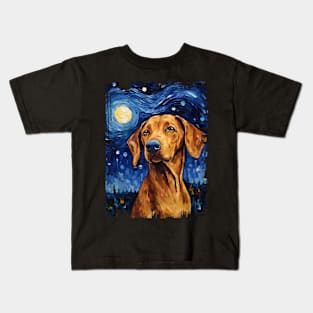 Redbone Coonhound Dog Starry Night Painting Dog Mom Dad Kids T-Shirt